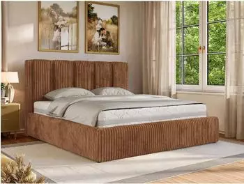 MKS Savino Classic Polsterbett mit Bettkasten & Lattenrost, orange Cord (800001512625)