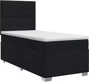 vidaXL Boxspringbett mit Matratze, schwarz, 90x200cm, Stoff (3453320)