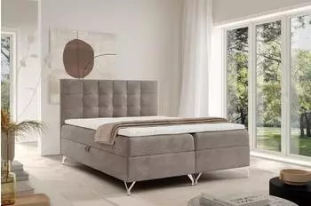 Fun Möbel Candela Premium Boxspringbett 160x200cm, Stoff, coral beige