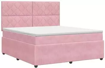 vidaXL Boxspringbett mit Matratze und Kopfteil, rosa, 140x200cm, Samt