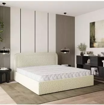 Masseno Benira Q Polsterbett 200x200cm mit Bettkästen, Bouclé, creme (QUELLE 02)