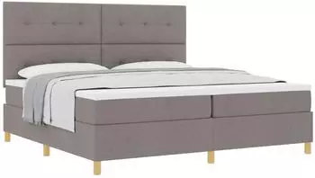 vidaXL Boxspringbett mit Kopfteil, Stoff, taupe, 200x200cm
