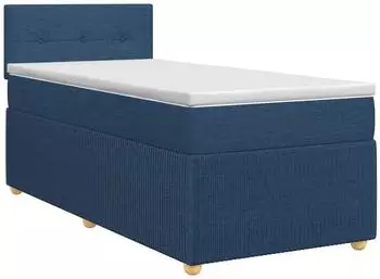 vidaXL Boxspringbett mit Matratze und Kopfteil, Stoff, blau, 90x200cm (3451383)