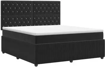 vidaXL Boxspringbett mit Matratze 140x200cm, Samt, schwarz