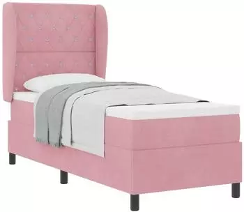 vidaXL Boxspringbett mit Matratze & Kopfteil, Samt, rosa, 80x200cm