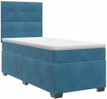 vidaXL Boxspringbett mit Matratze und Kopfteil, Samt, blau, 90x200cm (3453570)