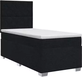 vidaXL Boxspringbett mit Matratze schwarz 100x200cm, Stoff (3453348)