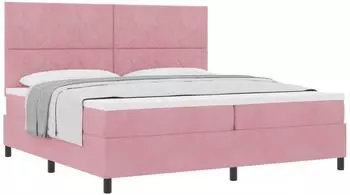 vidaXL Boxspringbett mit Kopfteil, rosa, 200x200cm, Samt (3339925)