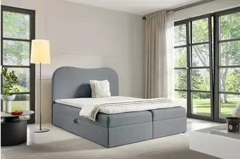 Fun Möbel Darlin Boxspringbett 180x200cm, Stoff Gerra, grau