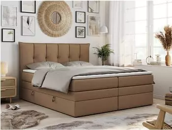 MKS Premium 10 King Boxspringbett 180x200cm braun Kunstleder H3 (800000629028)