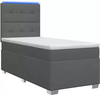 vidaXL Boxspringbett mit Matratze, Stoff, dunkelgrau, 100x200cm (3454804)