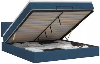 vidaXL Ottoman-Bett mit Matratze und Kopfteil, blau, 140x200cm, Stoff (3456419)