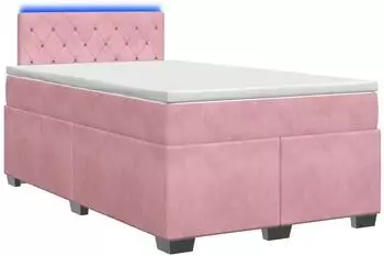 vidaXL Boxspringbett mit Matratze und LED, Samt, rosa, 120x200cm (3452155)
