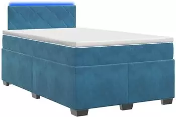 vidaXL Boxspringbett mit Matratze und LED, Samt, blau, 120x190cm (3452148)