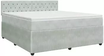vidaXL Boxspringbett mit Matratze, Samt, hellgrau, 180x200cm