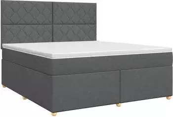 vidaXL Boxspringbett mit Matratze, dunkelgrau, Stoff, 140x190cm (3453887)