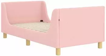 vidaXL Kinderbettgestell mit Kopfteil, Boucl&eacute;, rosa, 80x160cm