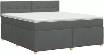vidaXL Boxspringbett mit Matratze, Stoff, dunkelgrau, 180x200cm (3451015)