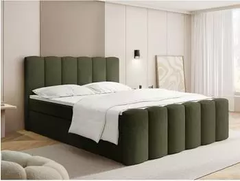 WFL GROUP Serenity Boxspringbett mit Bettkasten, gr&uuml;ner Chenille, 160x200cm, H4 (800001913293)