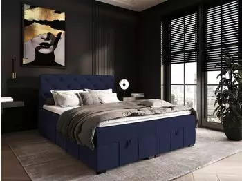 Fun M&ouml;bel Gisel Boxspringbett Stoff Salvador, blau, 200x200cm