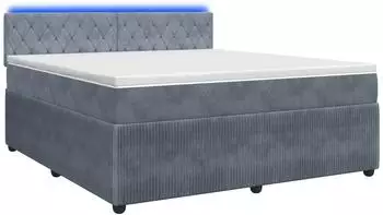 vidaXL Boxspringbett mit Matratze, Samt, dunkelgrau, 180x200cm (3453186)