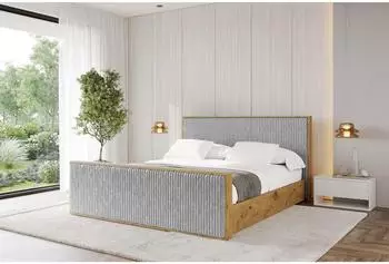 ALTDECOR Enzo10-Z Polsterbett mit Bettkasten, Lattenrost & Matratze H3/H4, 180x200cm, grau (800001951001)