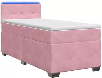 vidaXL Boxspringbett mit Matratze und LED, Samt, rosa, 100x200cm (3452125)