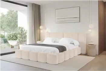 ALTDECOR NILO Polsterbett mit Bettkasten und Lattenrost, beige, 160x200cm (800001939281)
