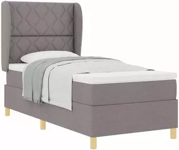 vidaXL Boxspringbett mit Kopfteil, taupe, 90x200cm, Stoff