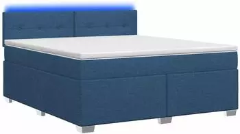 vidaXL Boxspringbett mit Matratze und LED, Stoff, blau, 180x200cm (3452007)