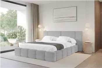 ALTDECOR NILO Polsterbett mit Bettkasten und Lattenrost, 140x200cm, hellgrau (800001939123)