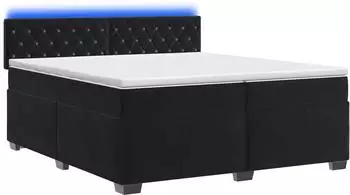 vidaXL Boxspringbett mit Matratze & LED, Samt, schwarz, 200x200cm (3452242)