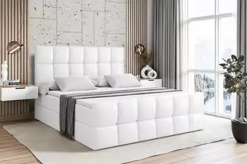 ALTDECOR RICAR-Z Boxspringbett 140x200cm, wei&szlig; Kunstleder, H4
