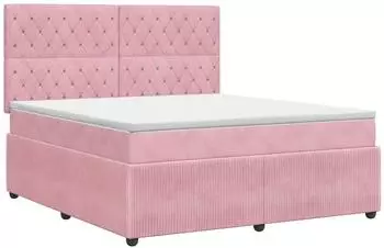 vidaXL Boxspringbett mit Kopfteil, Samt, rosa, 140x190cm (3454600)