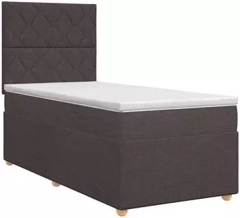 vidaXL Boxspringbett mit Matratze, Stoff, dunkelbraun, 90x190cm (3453784)