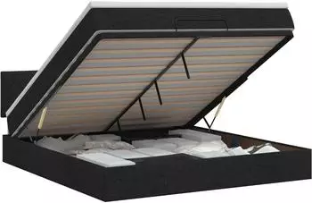 vidaXL Ottoman-Bett mit Matratze, schwarz, 160x200cm, Stoff (3456422)
