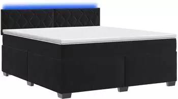 vidaXL Boxspringbett mit Matratze und LED, 160x200cm, Samt, schwarz (3452218)