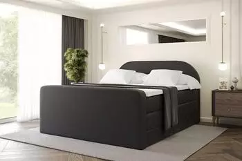 ALTDECOR NOX-Z KING Boxspringbett mit Bettkasten, 140x200cm, schwarz Kunstleder
