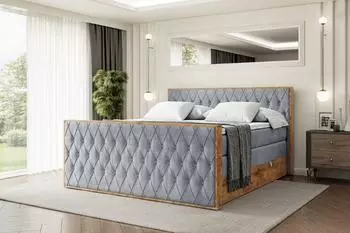 ALTDECOR Lolli5-Z King Boxspringbett mit Matratze H3/H4 & Lattenrost, 140x200cm, grau (800001709183)
