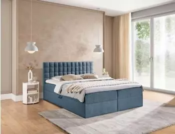 Fun M&ouml;bel Toribo Boxspringbett 180x200cm, Stoff Coral, himmelblau