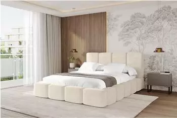 ALTDECOR NATA Polsterbett mit Bettkasten und Lattenrost, 160x200cm, beige (800001950290)
