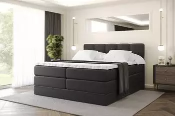 ALTDECOR Liro King Boxspringbett 180x200cm, Kunstleder, schwarz (800001740169)