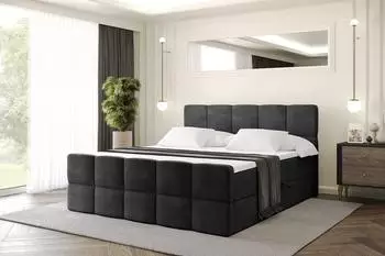 ALTDECOR LIRO-Z Boxspringbett mit Matratze H4 & Lattenrost, 160x200, schwarz (800001800645)