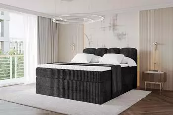 ALTDECOR Nina King Boxspringbett 200x200cm H3/H4 Matratze, Lattenrost, schwarz (800001936042)