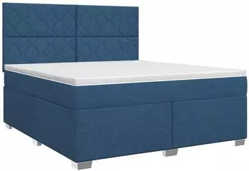 vidaXL Boxspringbett mit Matratze und Kopfteil, Stoff, blau, 160x200cm (3453457)