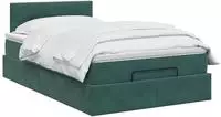 vidaXL Ottoman Bett mit Matratze Dunkelgr&uuml;n 120 x 190 cm Samt