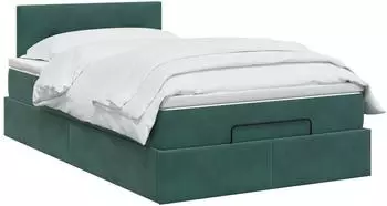 vidaXL Ottoman-Bett mit Matratze, dunkelgr&uuml;n, 120x190cm, Samt (3456546)