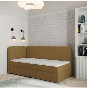 Masseno GINA Boxspringbett mit Bonell-Matratze und Topper, 90x200cm, orange (QUELLE 17)