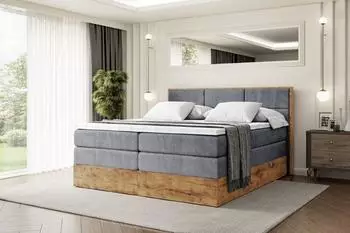 ALTDECOR Lolli1 King Boxspringbett mit Matratze H3/H4 & Lattenrost, 140x200cm, dunkelgrau (800001834325)