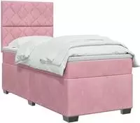 vidaXL Boxspringbett mit Matratze mit Kopfteil Rosa 80 x 200 cm Samt